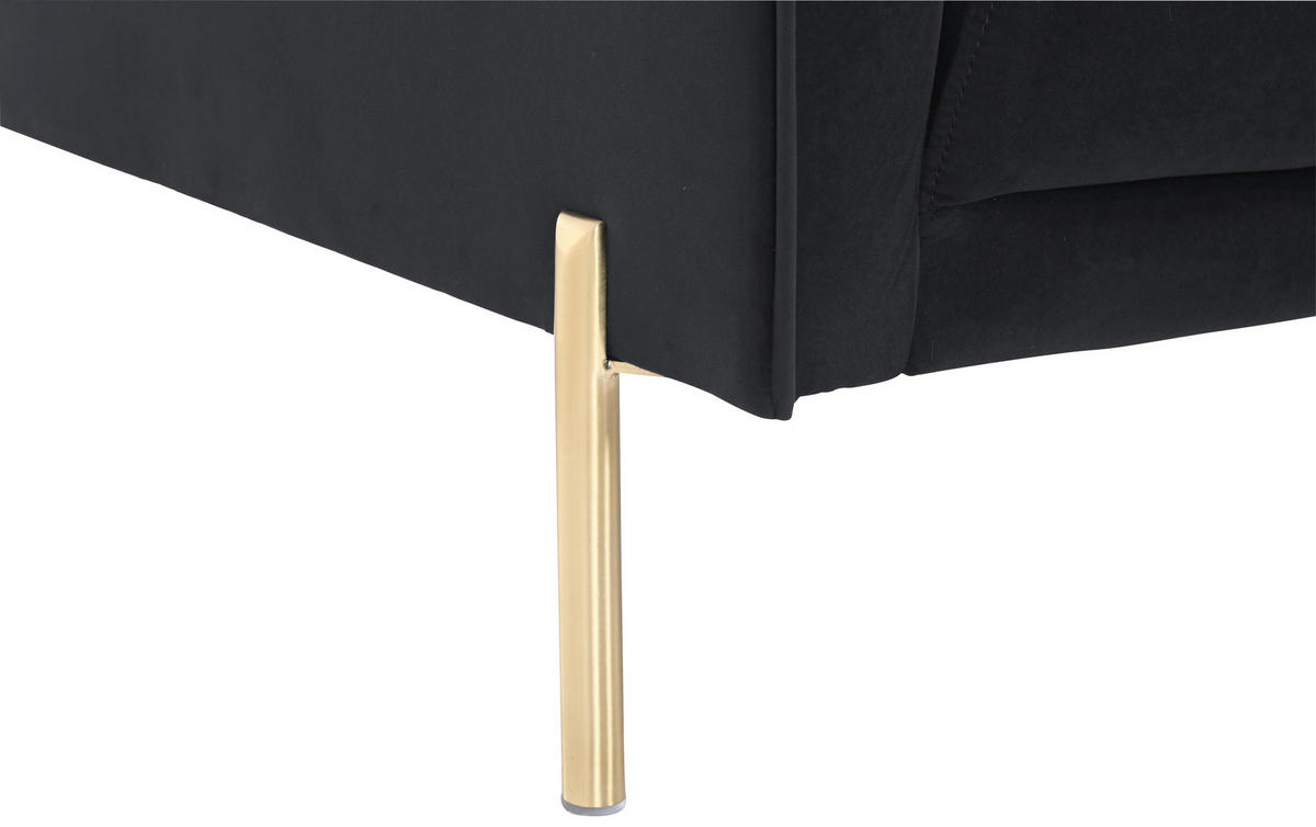 2-SITZER-SOFA Samt Schwarz  - Goldfarben/Schwarz, Design, Textil/Metall (144/75/85cm) - Livetastic