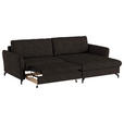 ECKSOFA in Flachgewebe, Leinenoptik Dunkelbraun  - Dunkelbraun/Schwarz, Design, Textil/Metall (242/170cm) - Xora