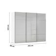 SCHWEBETÜRENSCHRANK  in Grau, Weiß  - Chromfarben/Weiß, KONVENTIONELL, Glas/Holzwerkstoff (242/223/68cm) - Novel
