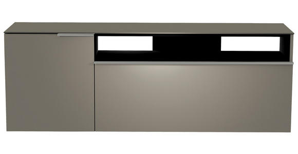 LOWBOARD Grau, Alufarben  - Alufarben/Grau, Design, Glas/Holzwerkstoff (160/65/45cm) - Moderano