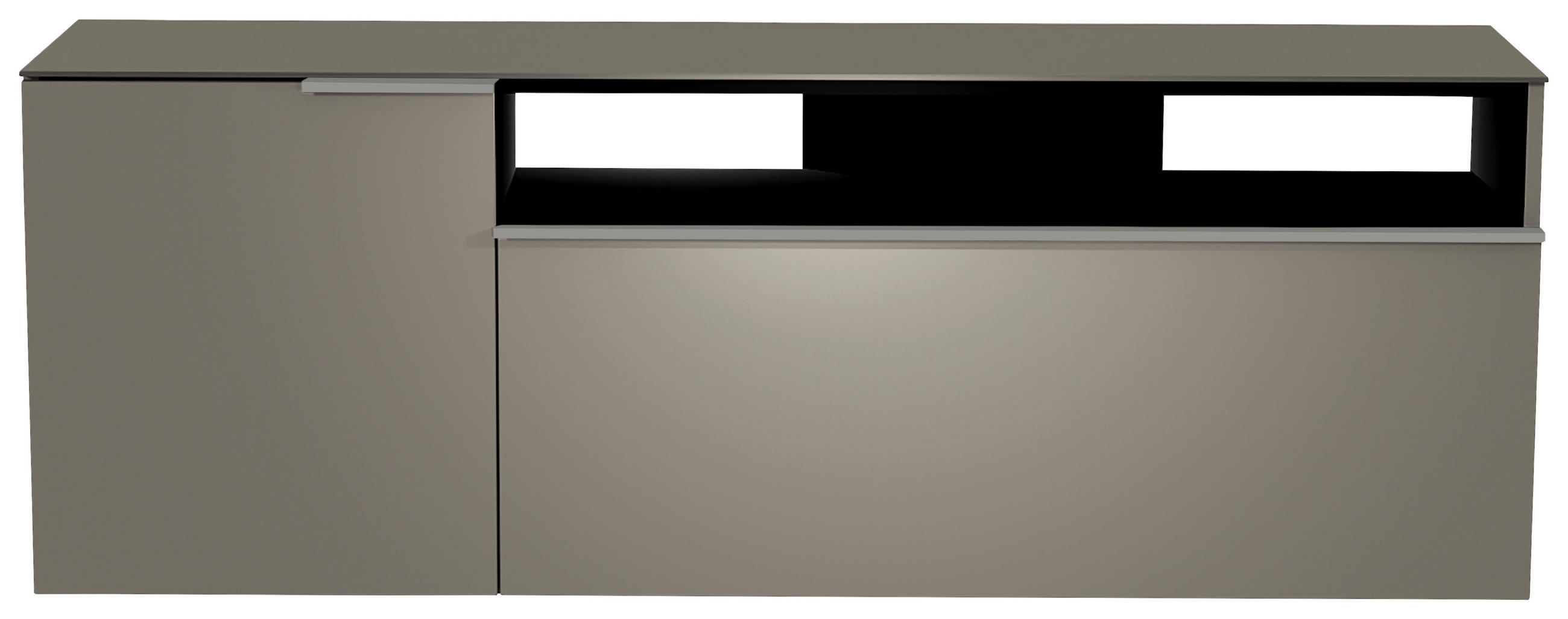 LOWBOARD  in 160/65/45 cm  - Alufarben/Grau, Design, Glas/Holzwerkstoff (160/65/45cm) - Moderano