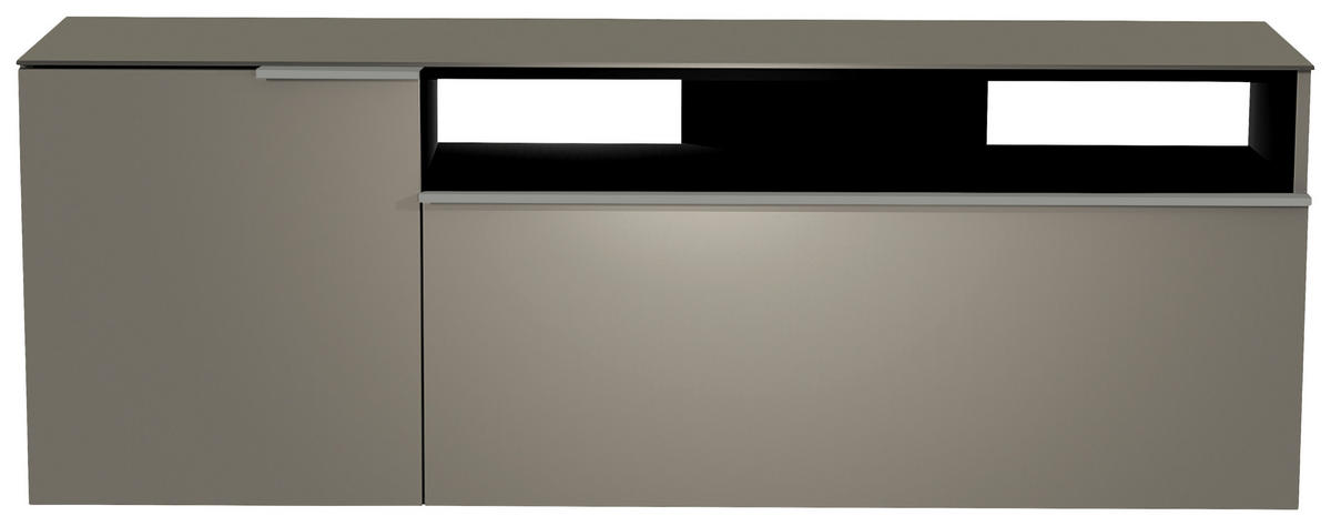 LOWBOARD  in 160/65/45 cm  - Alufarben/Grau, Design, Glas/Holzwerkstoff (160/65/45cm) - Moderano