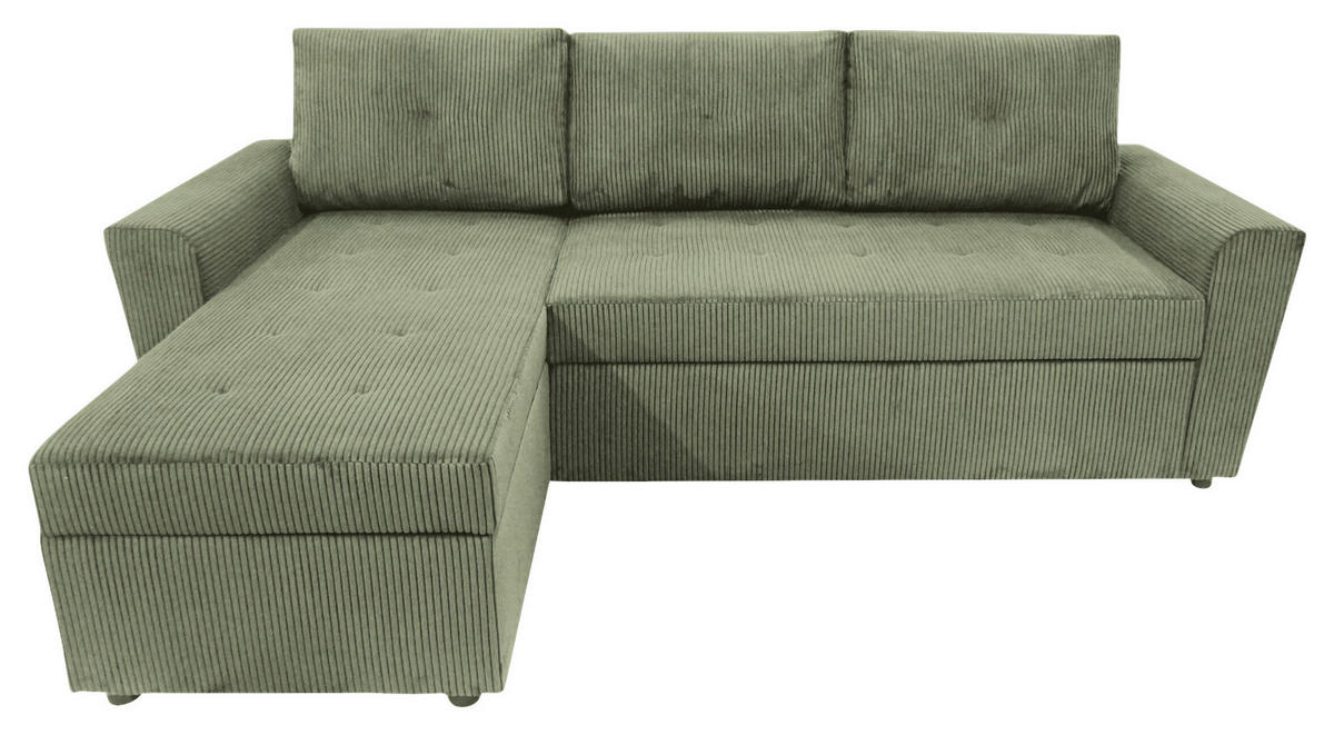 ECKSOFA TERMOLI Mintgrün Cord  - Schwarz/Mintgrün, Design, Kunststoff/Textil (155/231cm) - MID.YOU