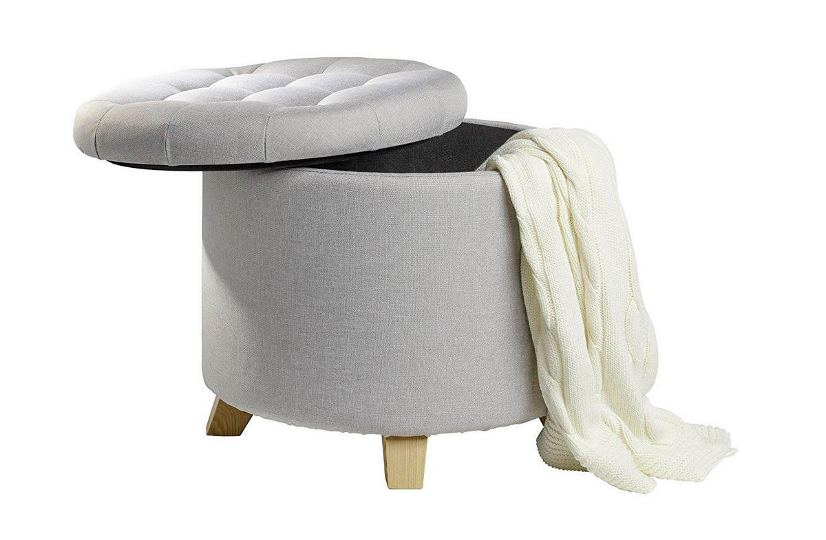 HOCKER Struktur, gesteppt Grau  - Grau, Design, Holz/Textil (45/41/45cm) - Echtwerk