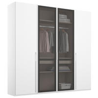 DREHTÜRENSCHRANK 201/223/60 cm,  in Grau, Weiß, 4 Tür(en)  - Weiß/Grau, Trend, Glas/Holzwerkstoff (201/223/60cm) - Novel