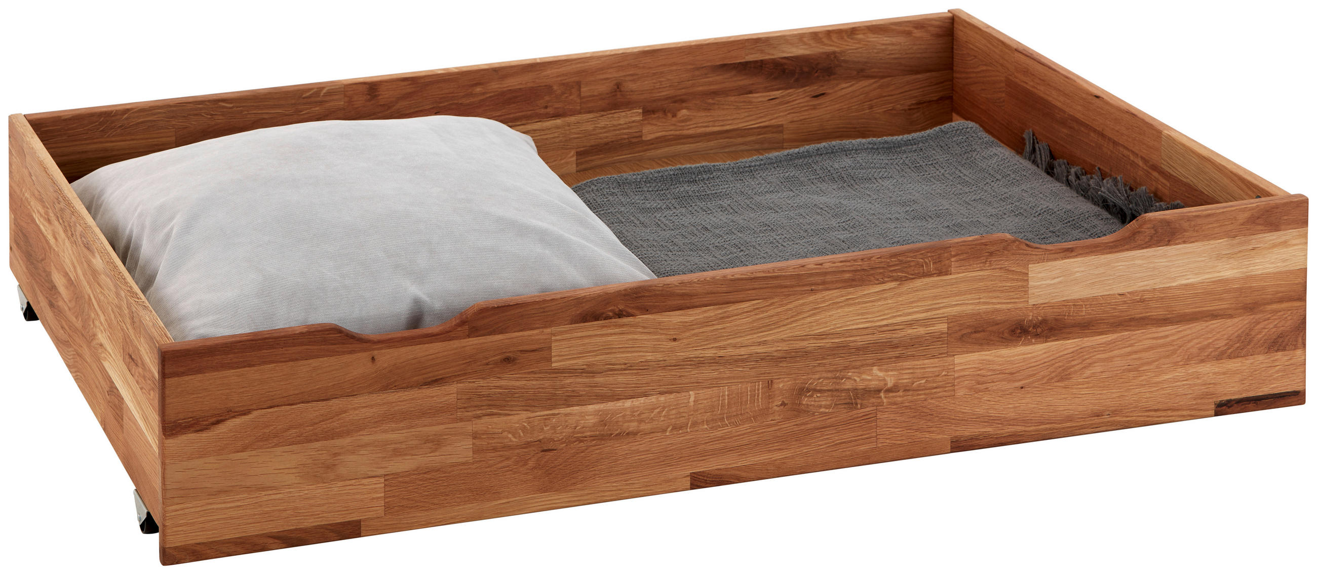 Bettkasten Malu B: 120 cm Eiche Massiv mit Rollen