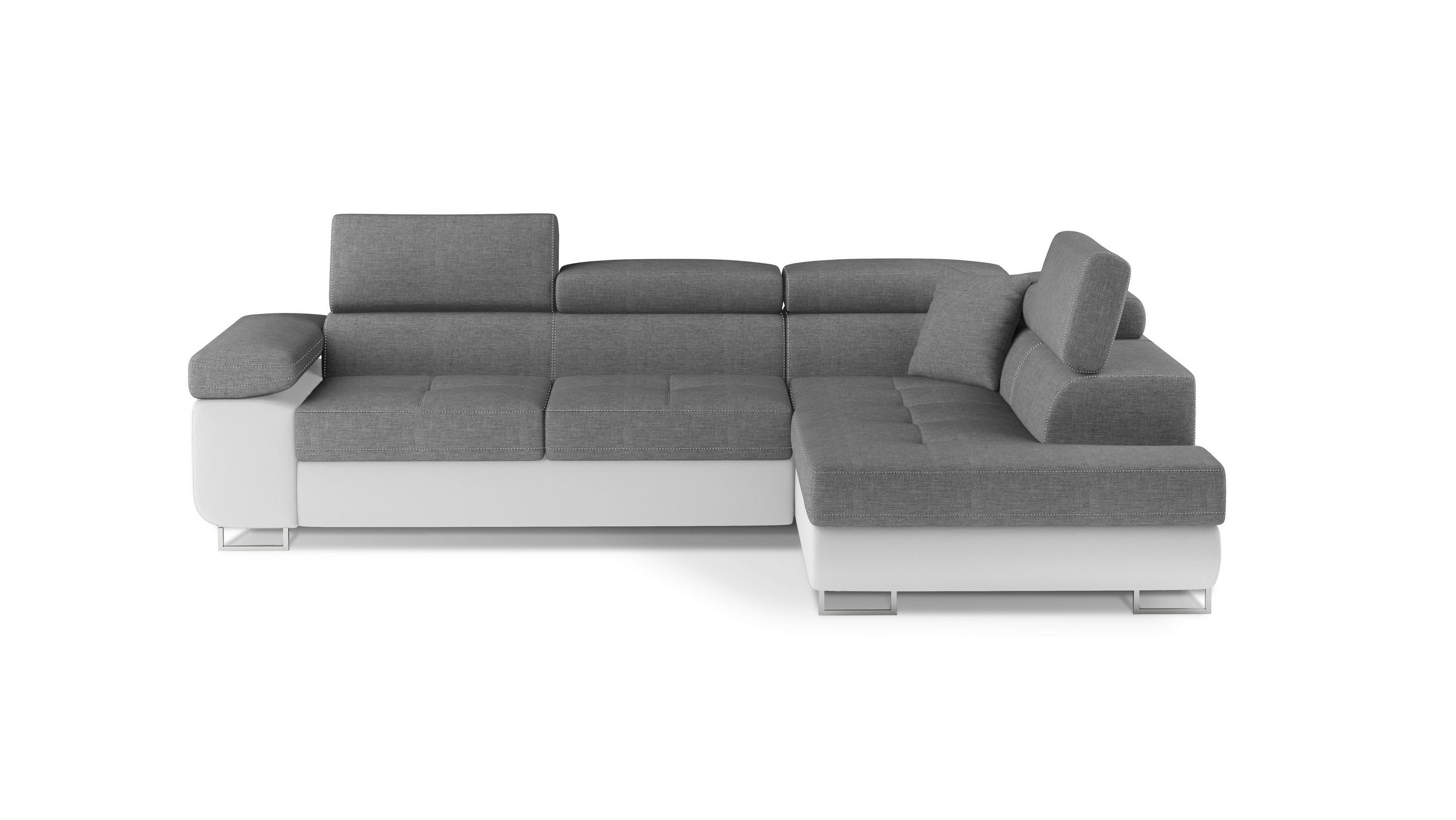 ECKSOFA in Textilgeflecht Grau, Weiß  272/203 cm  - Chromfarben/Weiß, Design, Textil/Metall (272/203cm) - MID.YOU