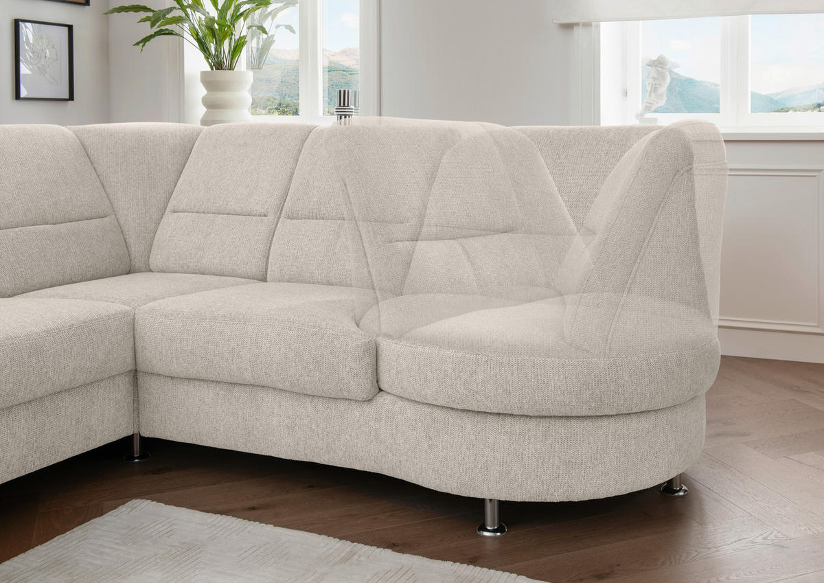 ECKSOFA in Chenille Beige  275/236 cm  - Chromfarben/Beige, MODERN, Textil/Metall (275/236cm) - Livetastic