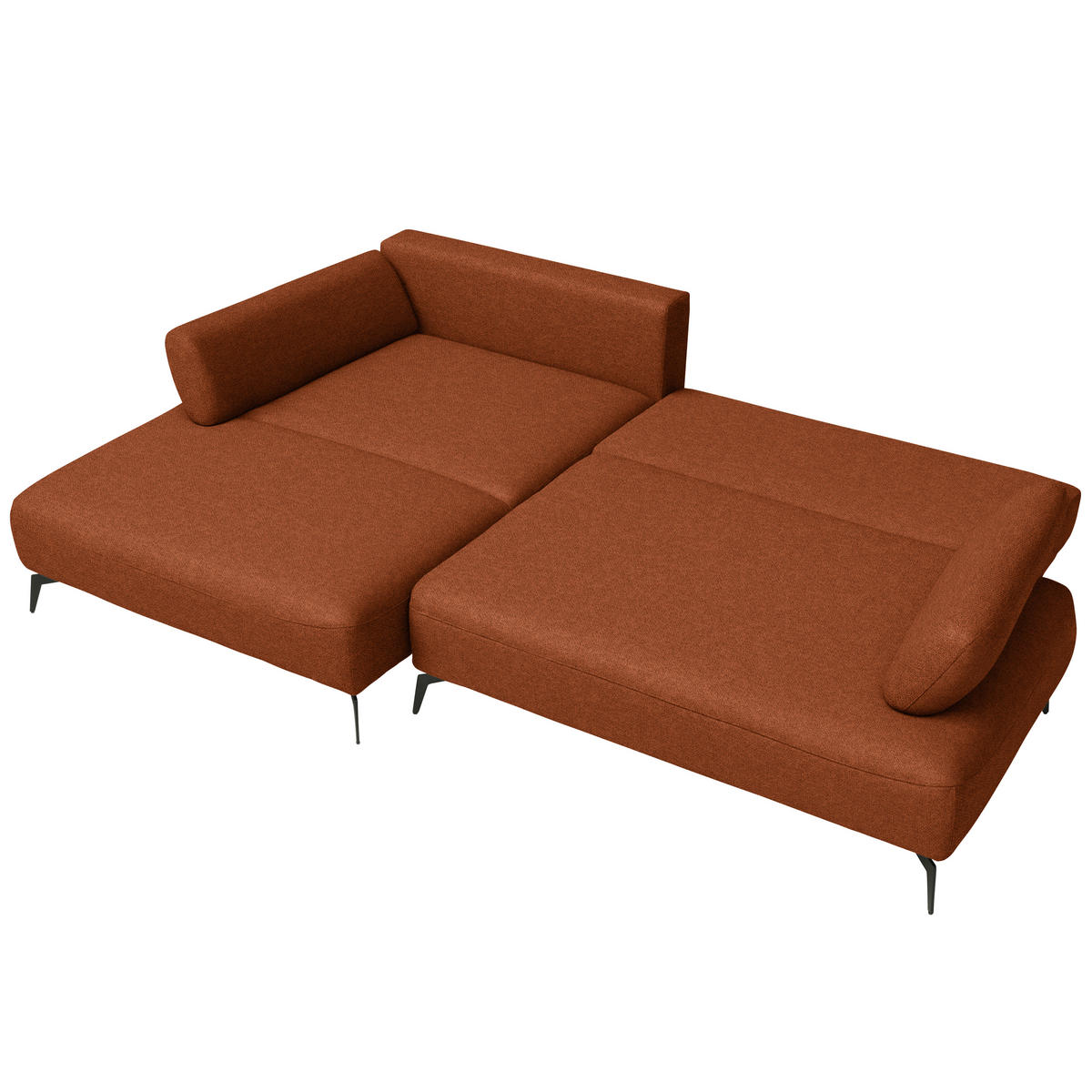 ECKSOFA Struktur Rostfarben  - Rostfarben/Schwarz, Design, Textil/Metall (186/284cm) - Lomoco