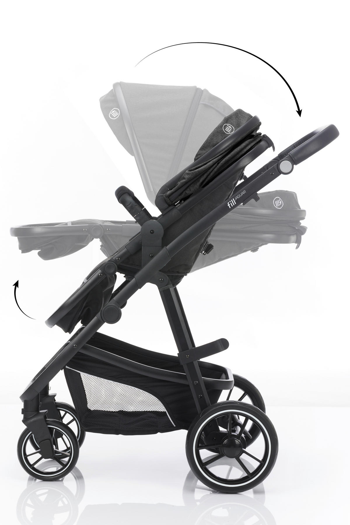 SET DJEČJIH KOLICA  JAGUAR  - tamno siva/crna, Basics, tekstil/metal - Fillikid