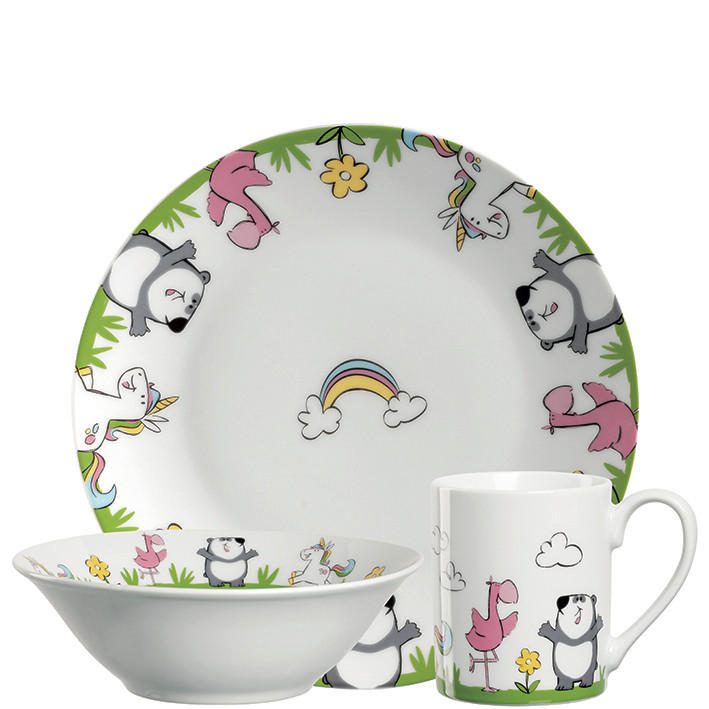 Leonardo Kindergeschirrset Gelb, Grau, Grün, Rosa, Schwarz, Weiß 21.30x21.50x9.50 cm