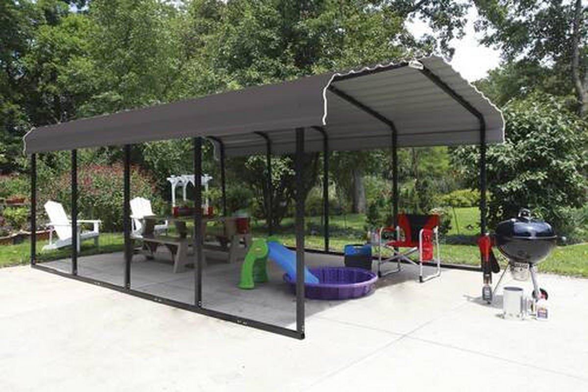 CARPORT 370/260/600 cm Stahl  - Grau, Basics, Metall (370/260/600cm) - Ambia Garden