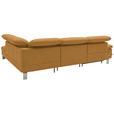 ECKSOFA in Echtleder Senfgelb  - Edelstahlfarben/Senfgelb, Design, Leder/Metall (309/233cm) - Dieter Knoll