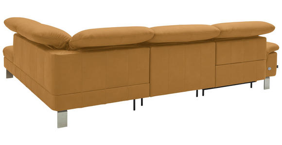 ECKSOFA in Echtleder Senfgelb  - Edelstahlfarben/Senfgelb, Design, Leder/Metall (309/233cm) - Dieter Knoll