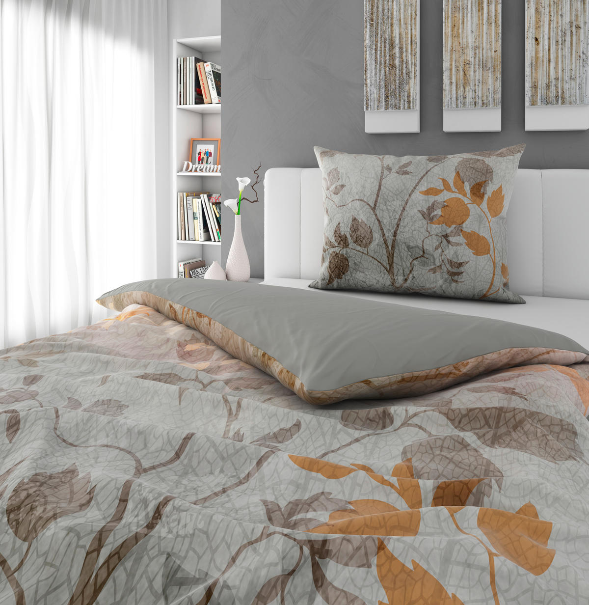 OBOJESTRANSKA POSTELJNINA ROSALIE 140/200 cm saten zlate barve  - zlate barve, Design, tekstil (140/200cm) - Novel