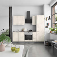 KÜCHENBLOCK Riva 240 cm  in Weiß, Schieferfarben  - Schieferfarben/Edelstahlfarben, MODERN, Holzwerkstoff/Metall (240cm) - Nobilia