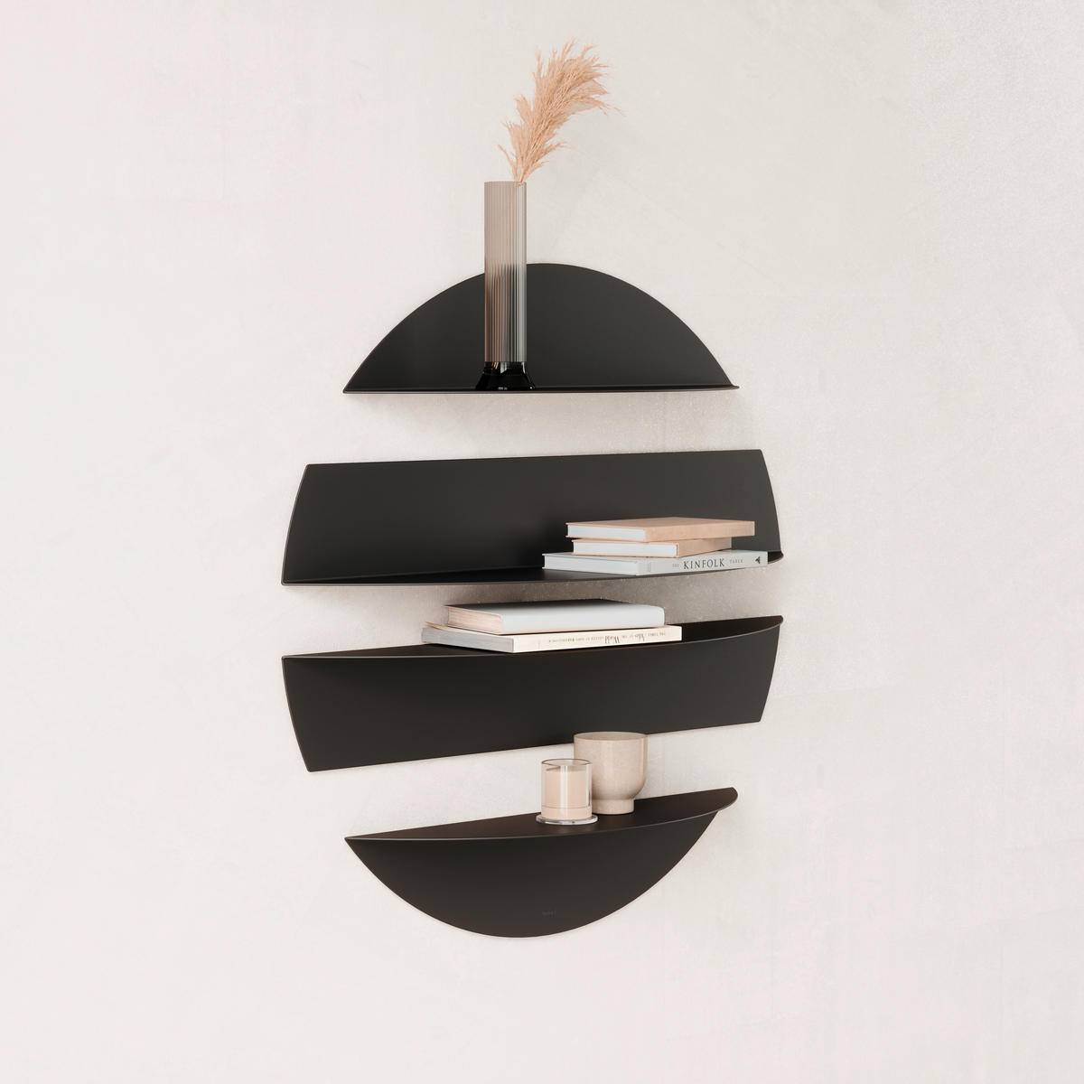 NÁSTĚNNÝ REGÁL, černá, 76/76/19 cm - černá, Basics, kov (76/76/19cm) - Umbra