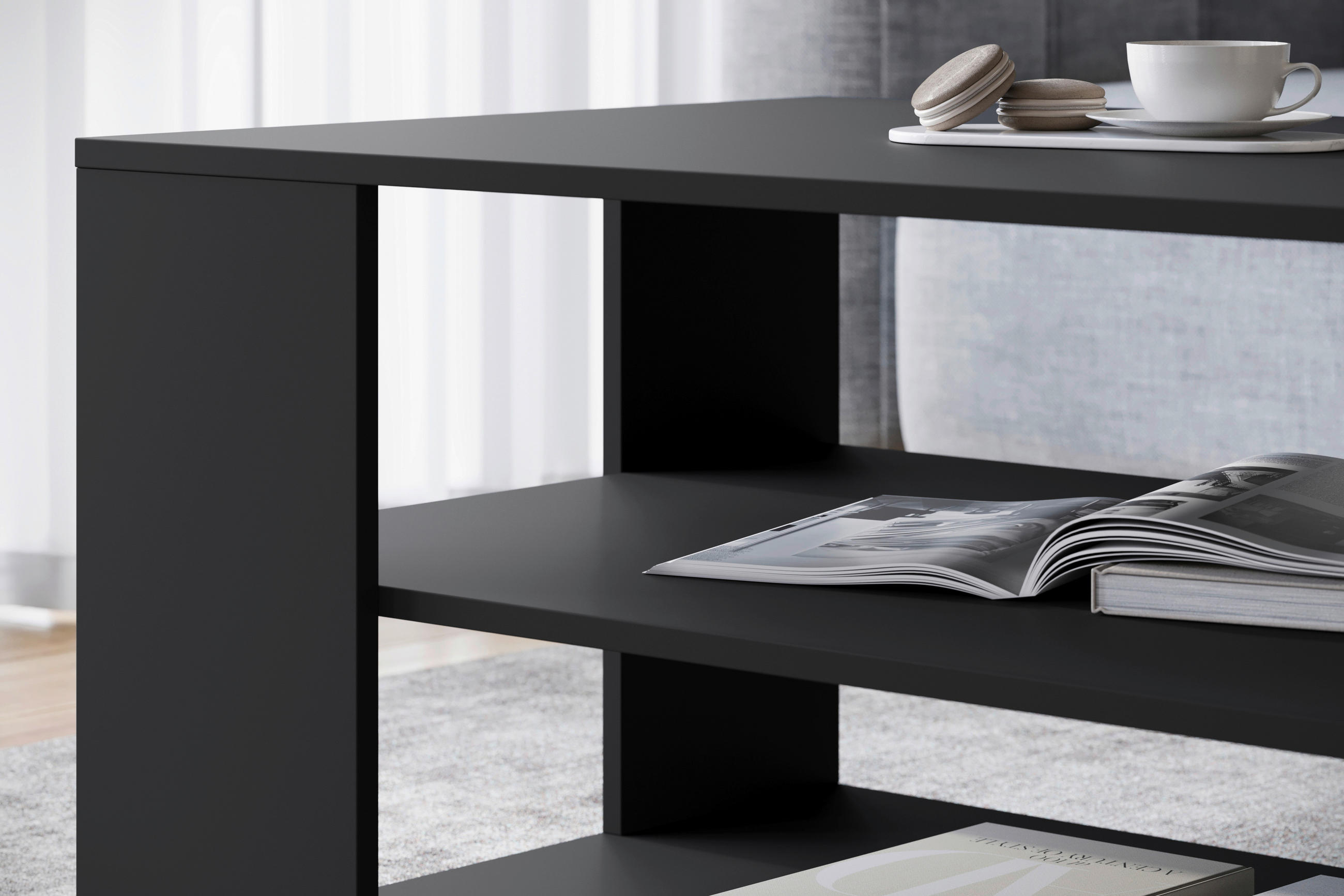 COUCHTISCH rechteckig Schwarz  - Schwarz/Grau, Trend, Holzwerkstoff/Kunststoff (100/45/60cm) - Livetastic