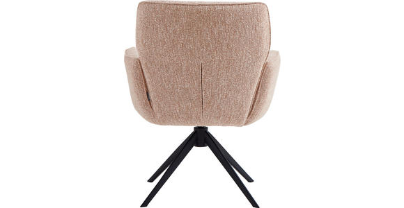 ARMLEHNSTUHL  Stoffauswahl, Sitzfläche 360° drehbar, automatische Rückholfunktion Leinenoptik  - Schwarz/Rosa, Design, Textil/Metall (67/86/68cm) - Novel