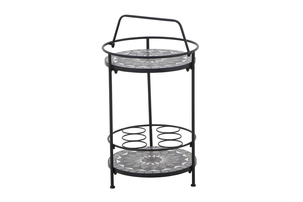 GARTENTISCH 42/42/74 cm Metall, Keramik rund  - Schwarz, KONVENTIONELL, Keramik/Metall (42/42/74cm) - Siena Garden