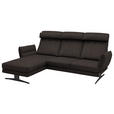 ECKSOFA Dunkelbraun Flachgewebe  - Dunkelbraun/Schwarz, Design, Textil/Metall (176-217/279-327cm) - Dieter Knoll