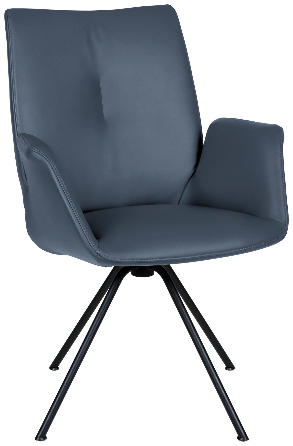 ARMLEHNSTUHL  in Stahl Echtleder pigmentiert  - Graublau/Schwarz, Design, Leder/Metall (65/91/63cm) - Dieter Knoll
