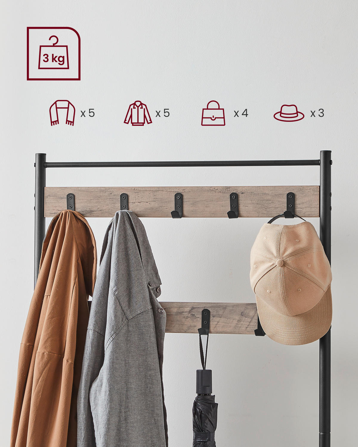 ŠATNA, 70/175/32 cm - šedá/černá, Trend, kov/kompozitní dřevo (70/175/32cm) - Boxxx