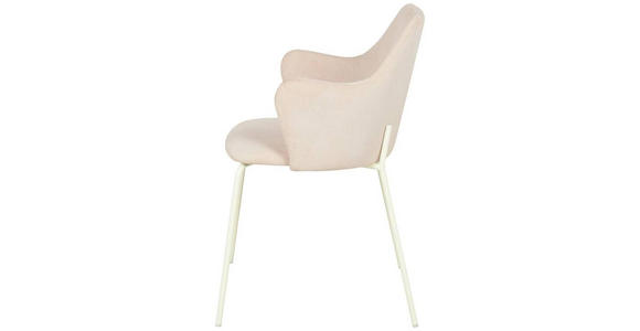 ARMLEHNSTUHL in Eisen Samt - Creme/Rosa, Design, Textil/Metall (53/85/58cm) - Novel