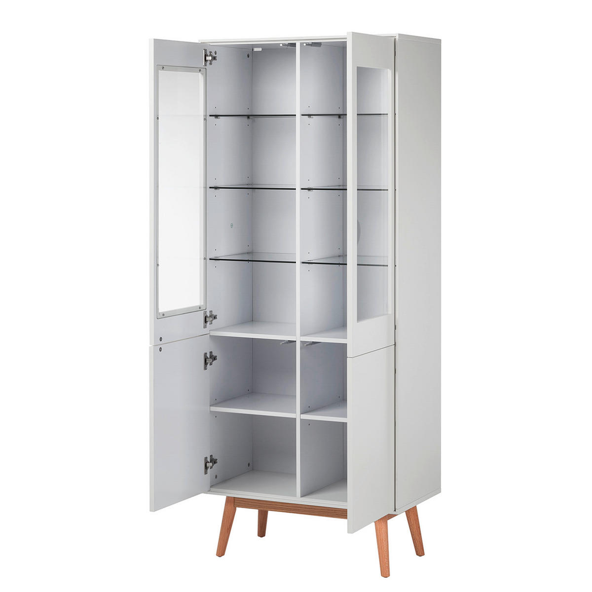 VITRINSKÅP naturfärgad, vit, ekfärgad  80/190/40 cm  - vit/ekfärgad, Design, trämaterial/glas (80/190/40cm)