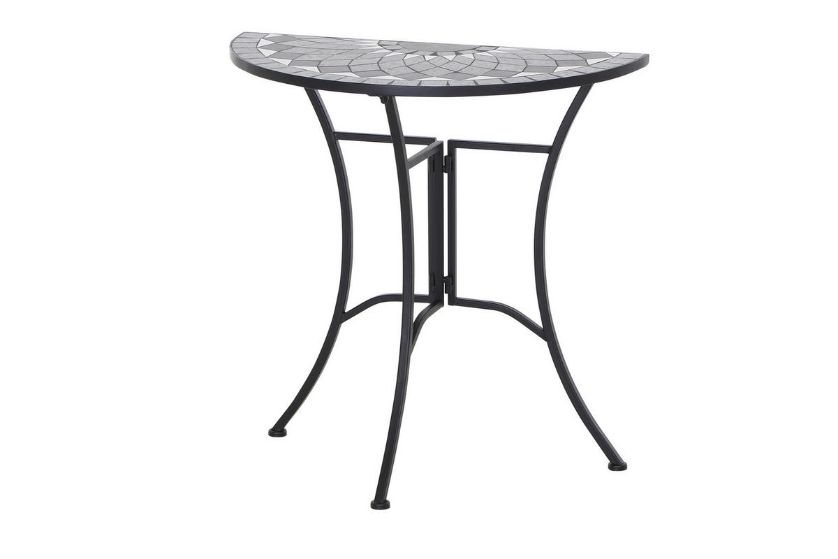 GARTENTISCH 35,5/70/71 cm Metall, Keramik rund  - Schwarz, KONVENTIONELL, Keramik/Metall (35,5/70/71cm) - Siena Garden