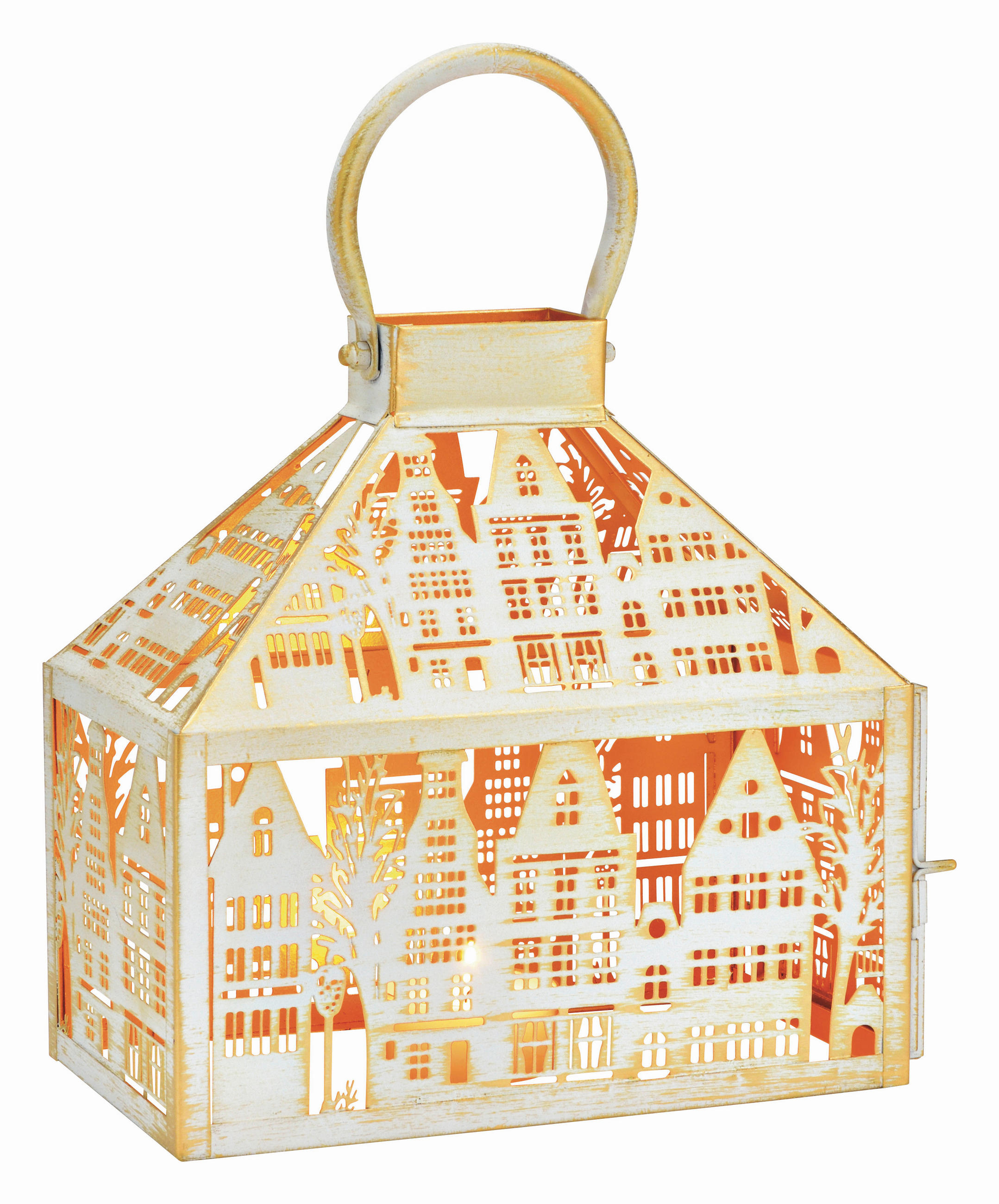 LATERNENHAUS - Weiß, Basics, Metall (24,5/25,5/13,5cm) - X-Mas