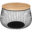 COUCHTISCH in Holz, Metall, Holzwerkstoff 70/70/45 cm - Schwarz/Naturfarben, Design, Leder/Holz (70/70/45cm) - Novel