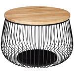 COUCHTISCH in Holz, Metall, Holzwerkstoff 70/70/45 cm  - Schwarz/Naturfarben, Design, Leder/Holz (70/70/45cm) - Novel