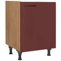 SPÜLENUNTERSCHRANK 60/57/56 cm  in Rot, Eichefarben  - Eichefarben/Rot, MODERN, Holzwerkstoff/Metall (60/57/56cm) - Nobilia