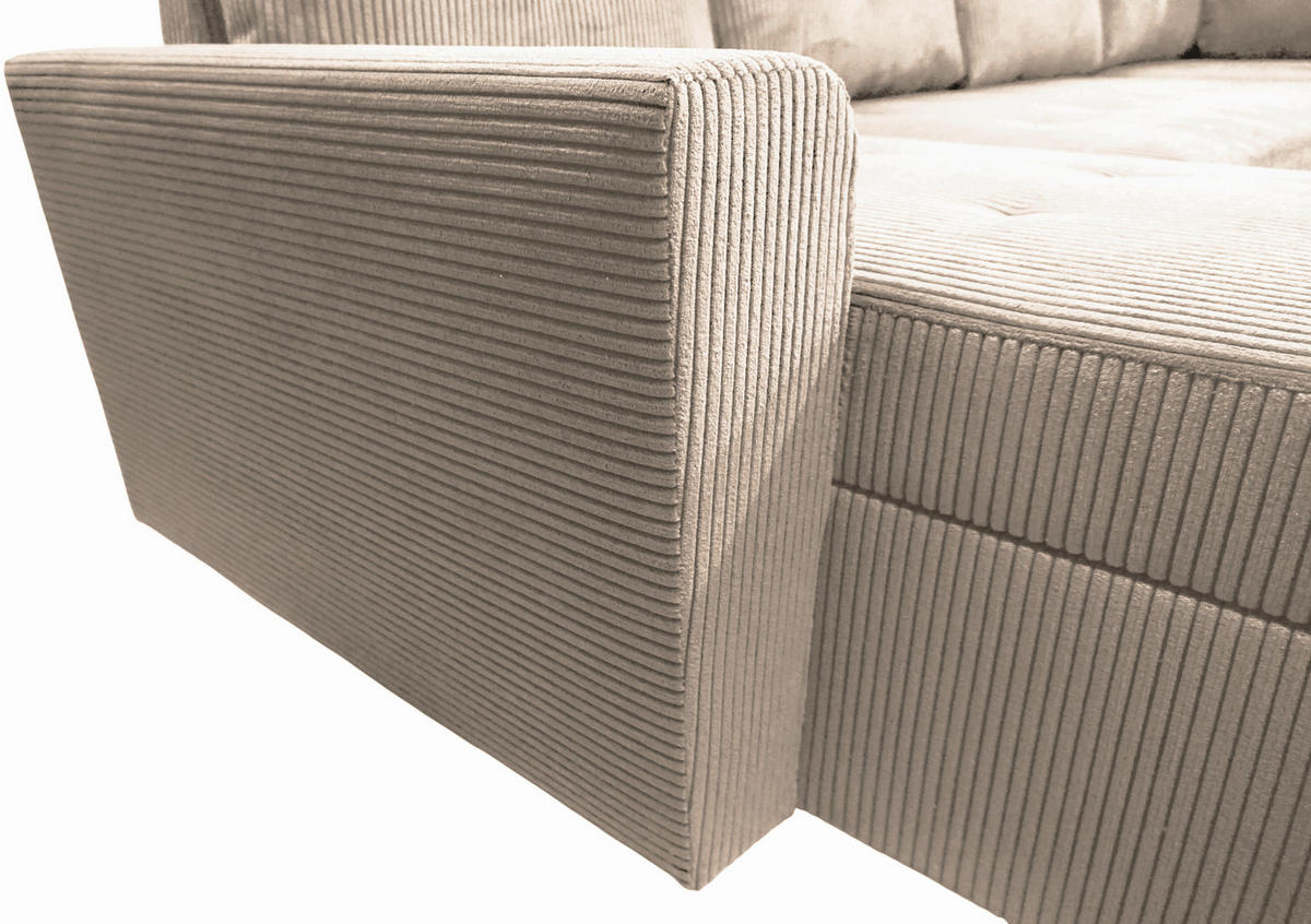 WOHNLANDSCHAFT in Cord Taupe  - Taupe/Schwarz, Design, Kunststoff/Textil (155/297/212cm) - MID.YOU