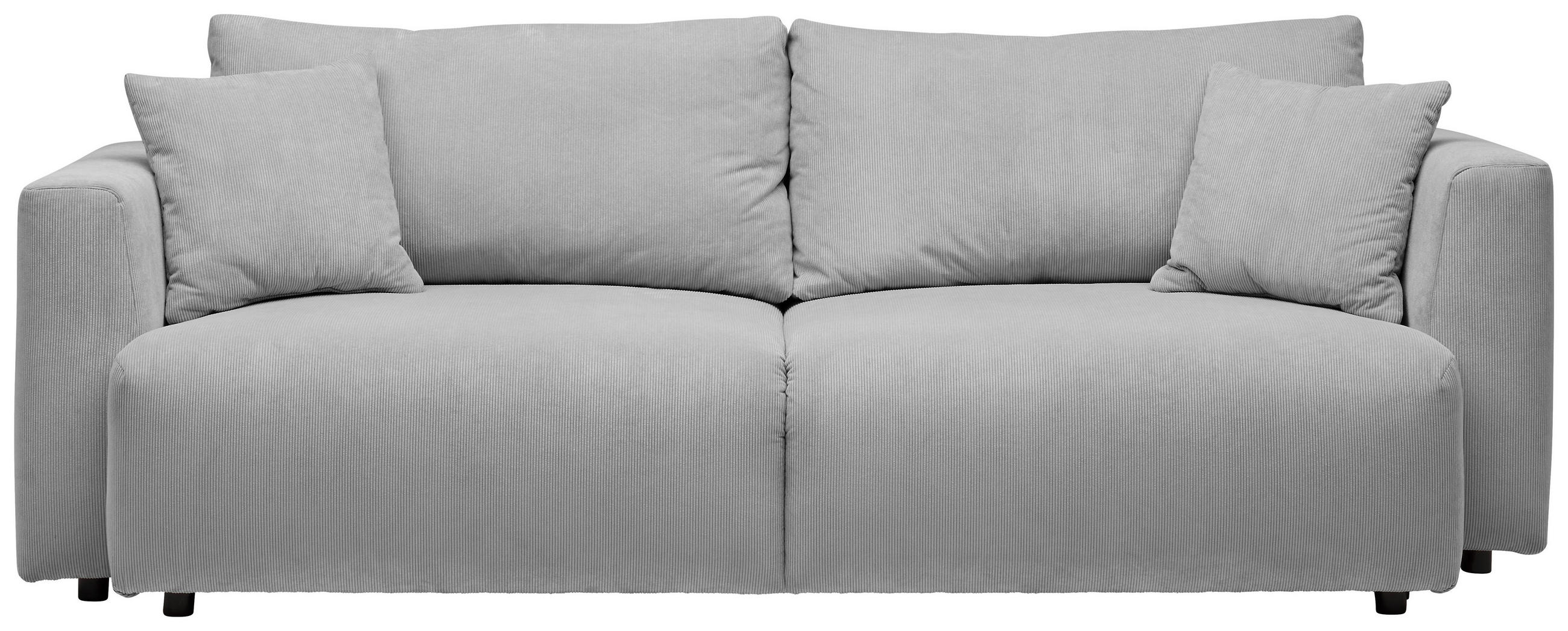 SCHLAFSOFA  mit Stoffauswahl, Schlafen auf Sitzhöhe, Rücken echt Cord Silberfarben  - Silberfarben/Schwarz, Design, Kunststoff/Textil (250/92/105cm) - Carryhome