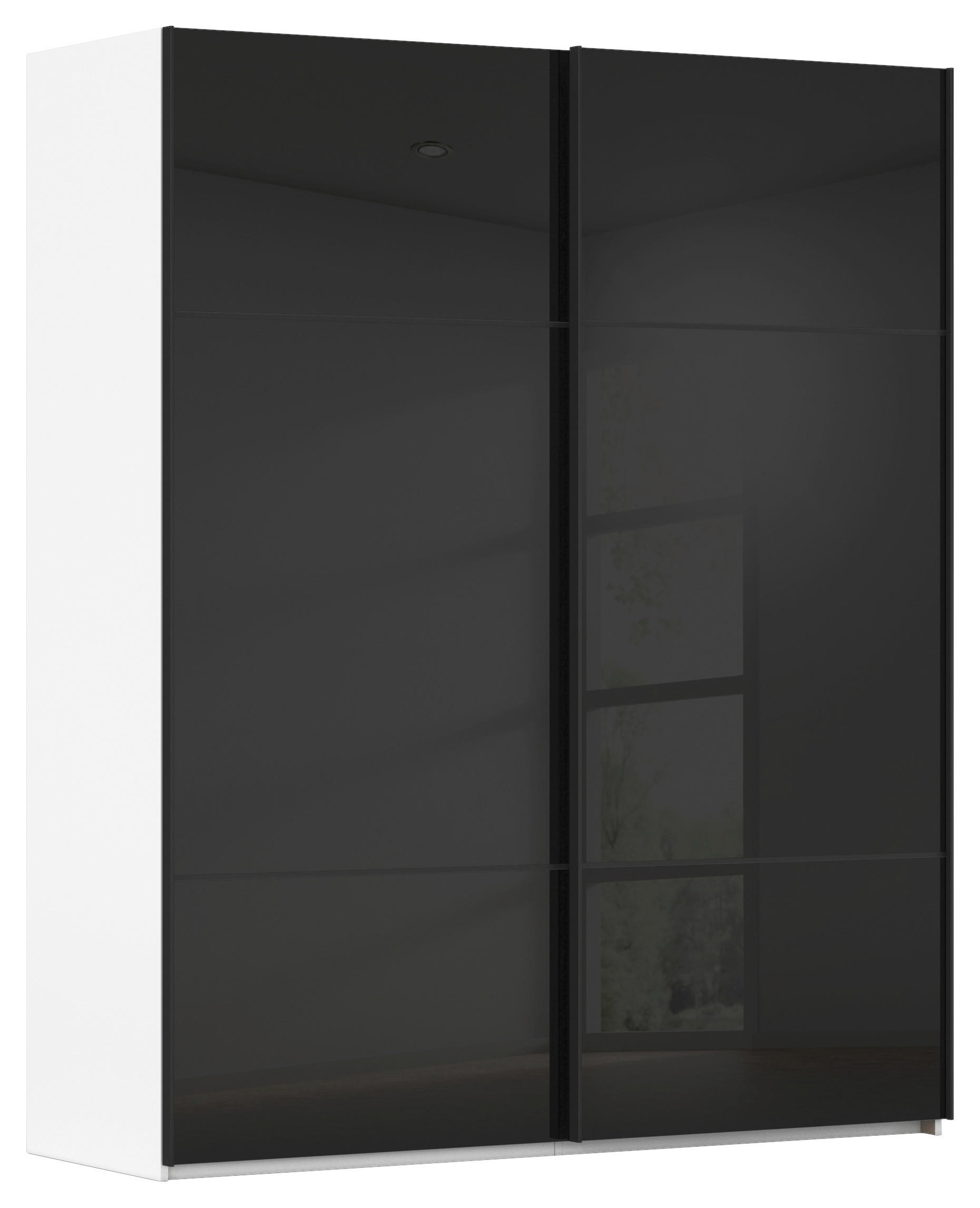 SCHWEBETÜRENSCHRANK Schwarz, Weiss  - Weiss/Schwarz, Konventionell, Glas/Holzwerkstoff (162/223/68cm) - Novel
