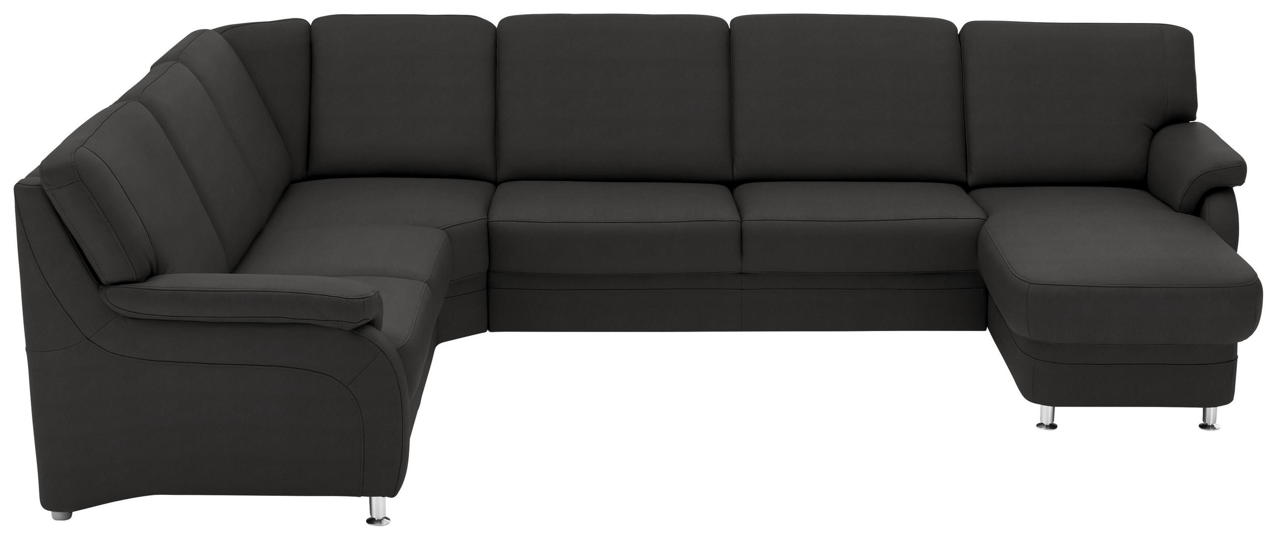 WOHNLANDSCHAFT Echtleder Dunkelgrau  - Dunkelgrau/Alufarben, Konventionell, Leder/Metall (239/329/165cm) - Beldomo Premium