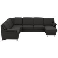 WOHNLANDSCHAFT Echtleder Dunkelgrau  - Dunkelgrau/Alufarben, Konventionell, Leder/Metall (239/329/165cm) - Beldomo Premium