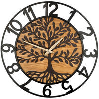 WANDUHR LEBENSBAUM Naturfarben, Schwarz  - Schwarz/Naturfarben, Basics, Holzwerkstoff/Metall (52/7cm)