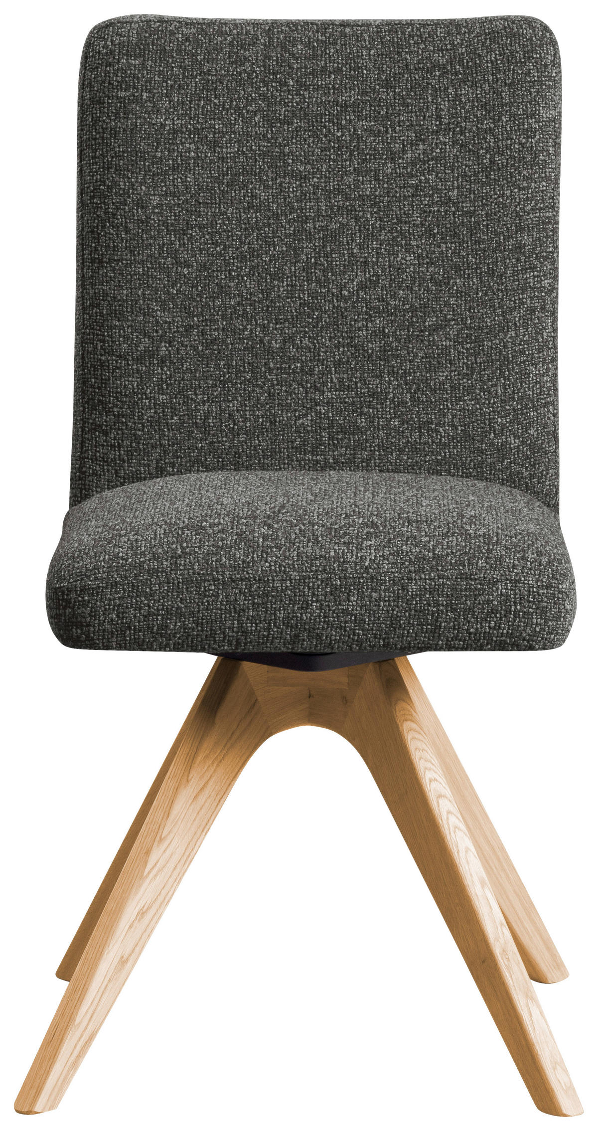 STUHL Webstoff Dunkelgrau Eiche vollmassiv  - Dunkelgrau/Eichefarben, KONVENTIONELL, Holz/Textil (47/89/60cm) - Linea Natura