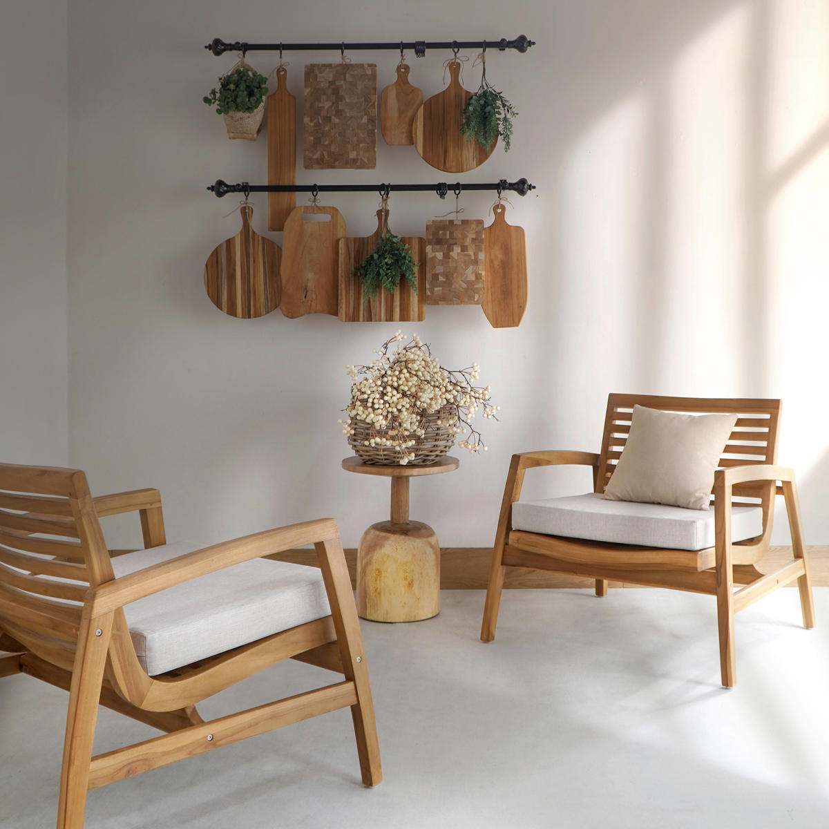 LOUNGEGARNITUR Teakholz Hartholz  - Beige/Naturfarben, Natur, Holz/Textil (138/73/71cm) - Ambia Garden