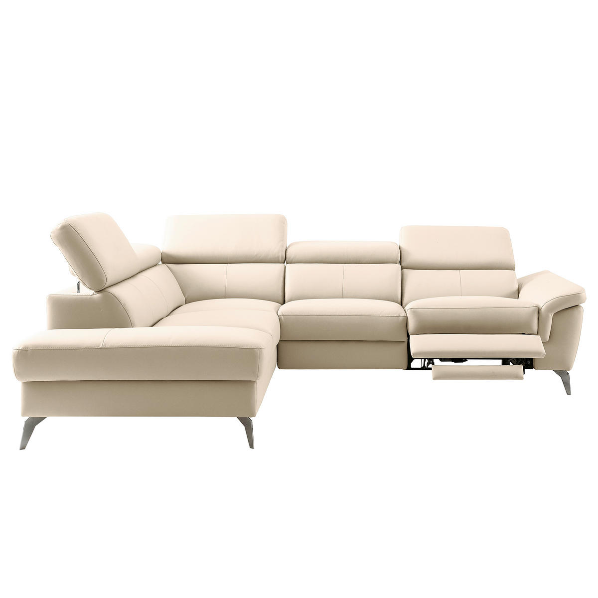 ECKSOFA  in Lederlook Echtleder Grau  210/265 cm  - Chromfarben/Grau, Design, Leder/Textil (210/265cm) - Livetastic