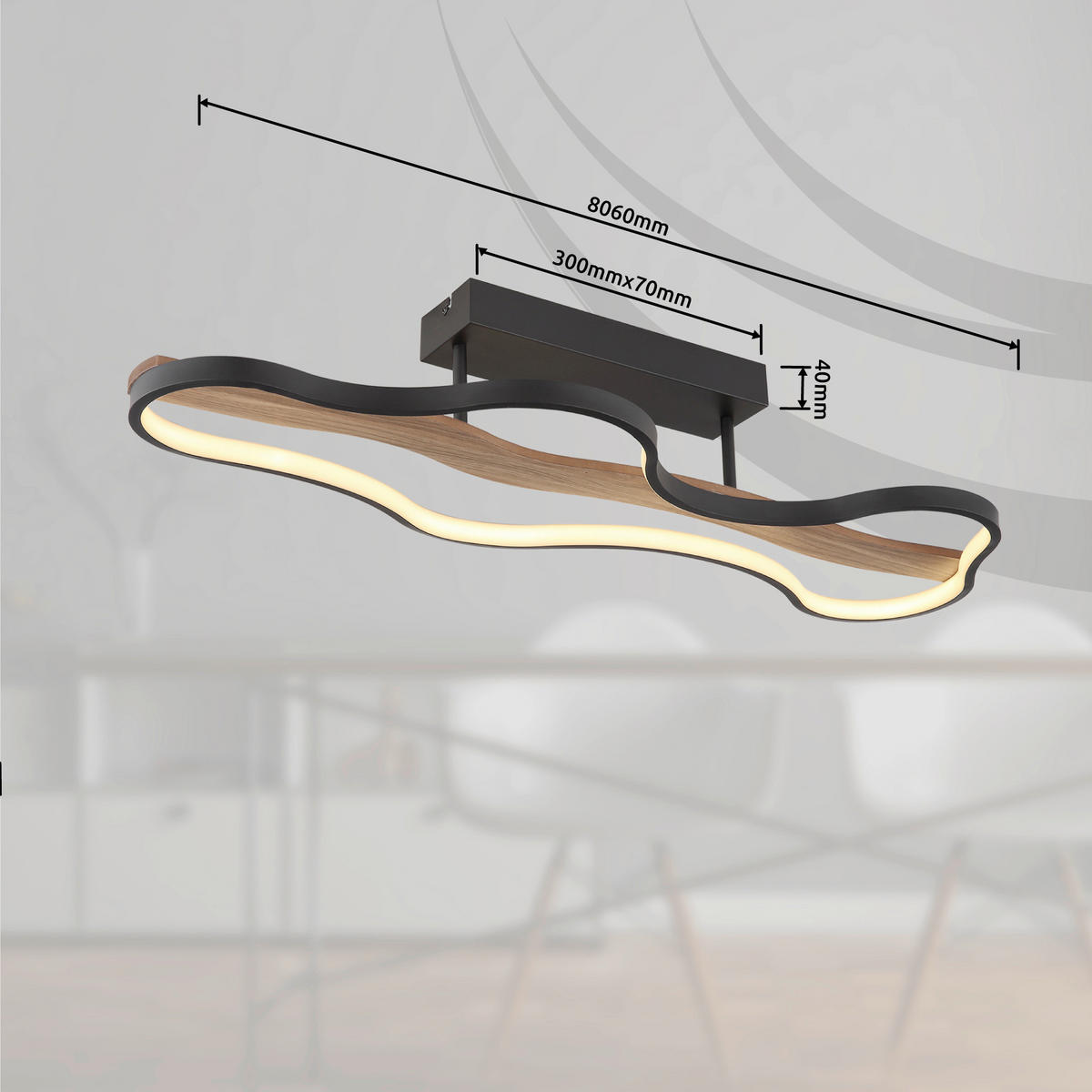 DECKENLEUCHTE 80,6/29/15 cm  - Dunkelbraun/Opal, Trend, Holz/Kunststoff (80,6/29/15cm) - Collett's Monde