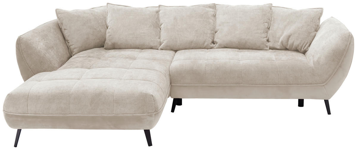 ECKSOFA in Struktur Beige, Sandfarben  - Sandfarben/Beige, Design, Textil/Metall (187/282cm) - Livetastic