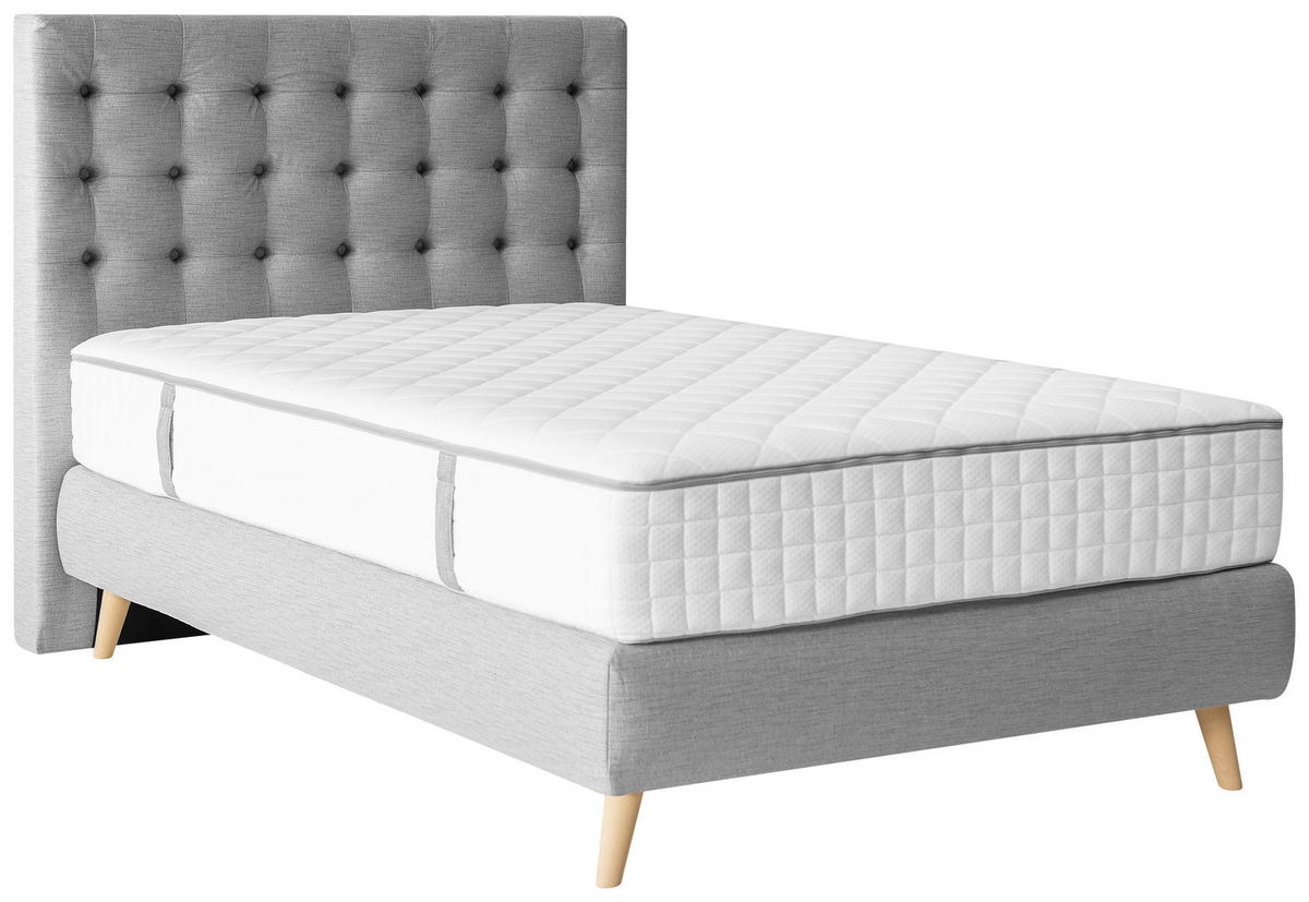 BOXSPRINGBETT 120/200 cm  in Hellgrau  - Hellgrau, Design, Holz/Textil (120/200cm) - Carryhome