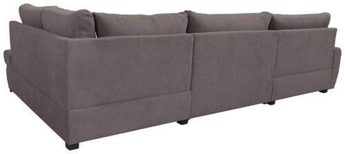 ECKSOFA Graubraun Velours  - Chromfarben/Graubraun, Design, Kunststoff/Textil (174/322/173cm) - Livetastic