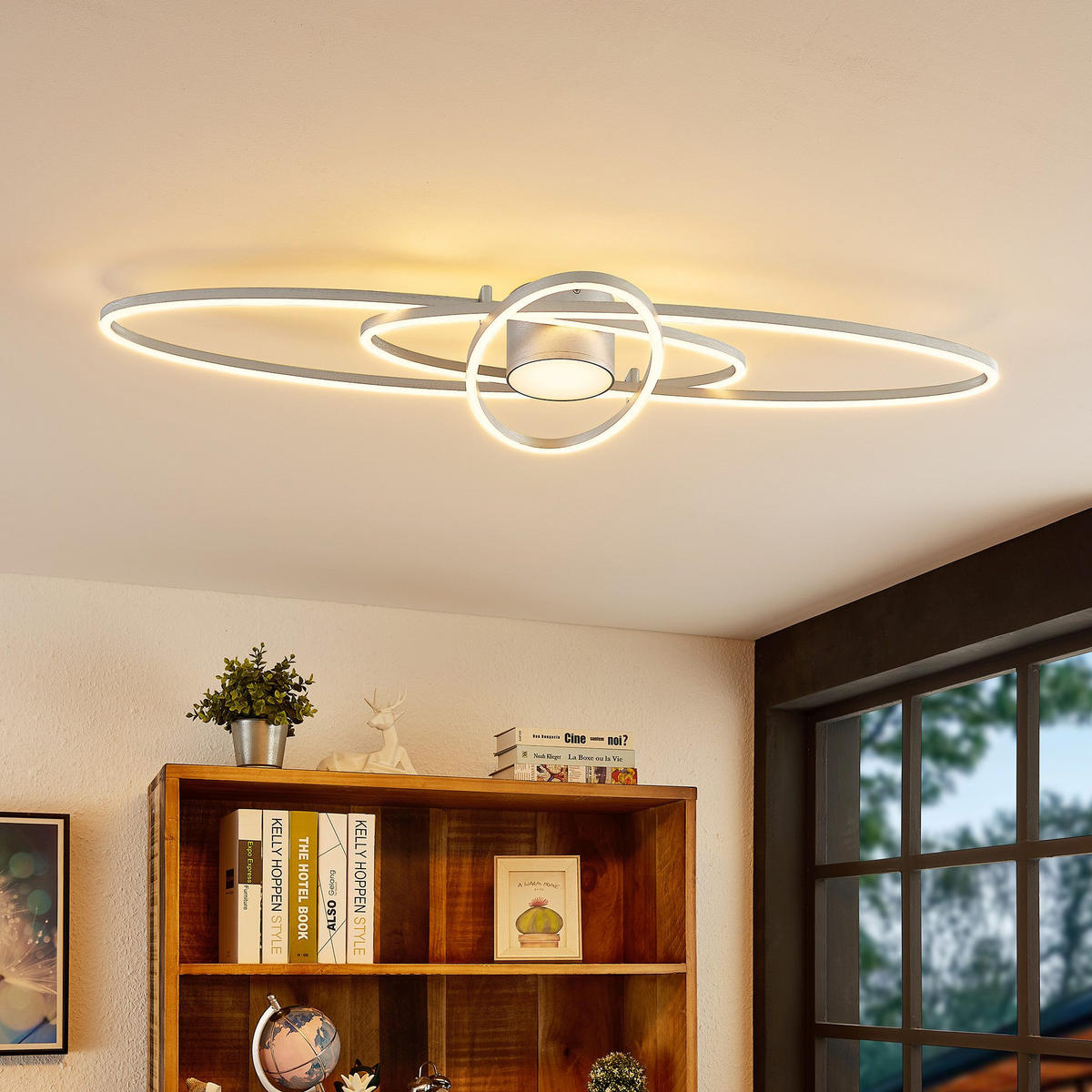 LED-TAKLAMPA Cuva 58 W 101/43/8,5 cm  - nickelfärgad, Design, metall/plast (101/43/8,5cm) - Novel