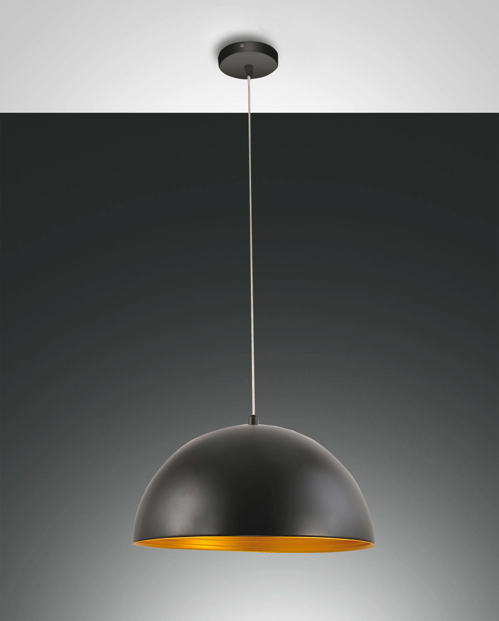HÄNGELEUCHTE Dingle 40/200 cm   - Goldfarben/Schwarz, Design, Metall (40/200cm) - Fabas Luce