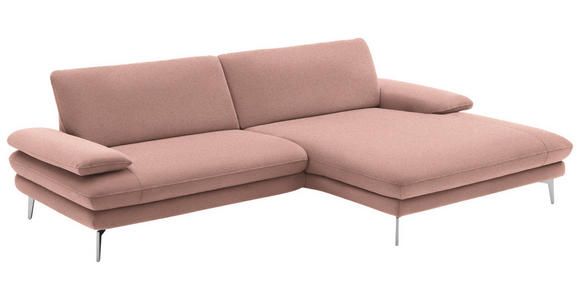 ECKSOFA in Webstoff Rosa  - Schwarz/Rosa, Design, Textil/Metall (284/184cm) - Dieter Knoll